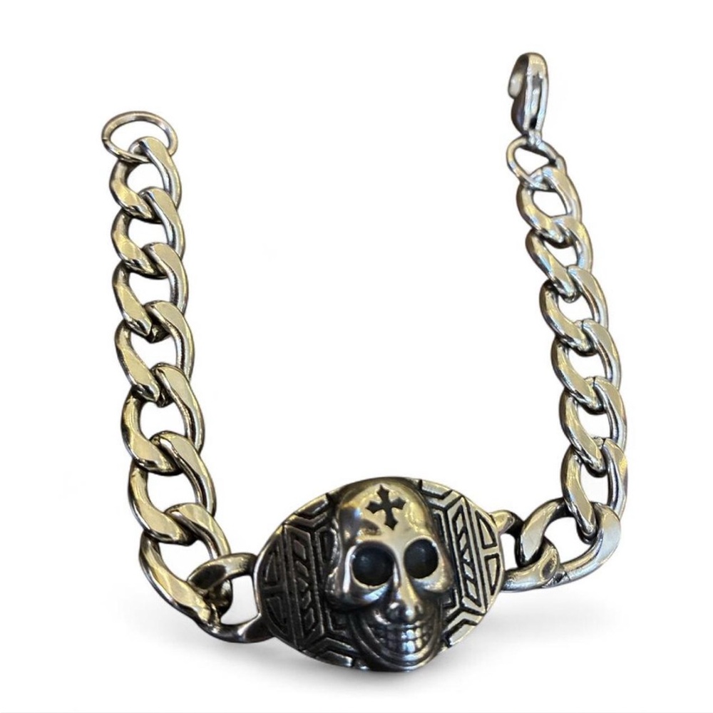 Stainless steel Silver Skull Chain Bracelet